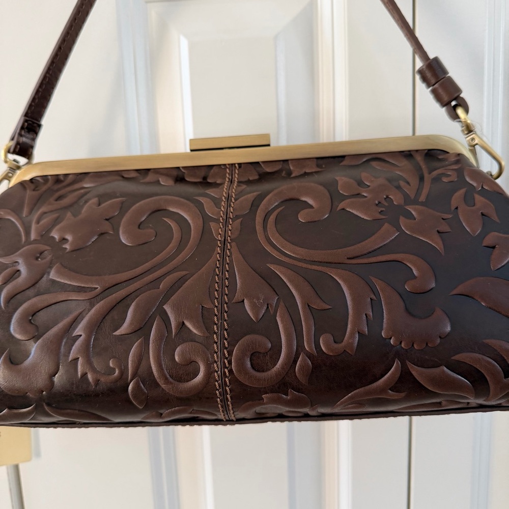 Gianni Conti Brown Embossed Leather Satchel Bag - Picture 8 of 14